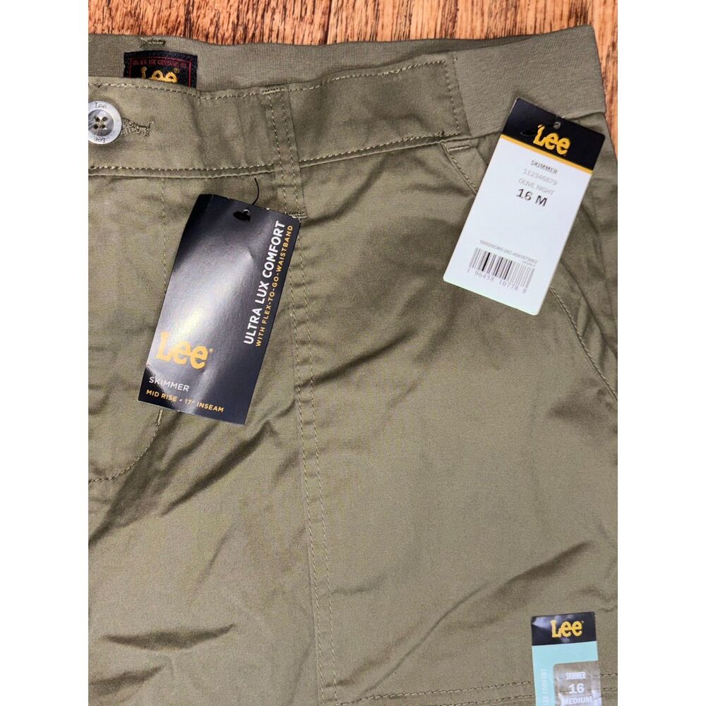Lee Skimmer Mid Rise Olive Night Flex-To-Go Shorts Women's 16 - Picture 5 of 7